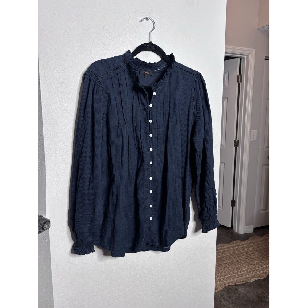 Quince Organic Cotton Peasant Women Boho Cottagecore Prairie Blouse Size L